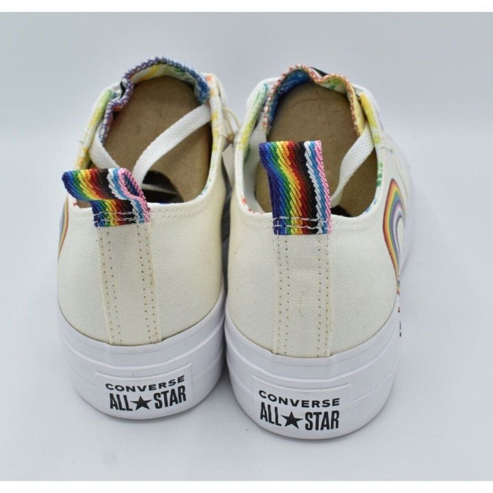 Converse Mens 9.5 Womens 11.5 Chuck Taylor All Star Lift Ox Platform Pride Shoes - Picture 8 of 11
